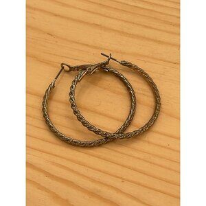 Silver Tone Braided Hoop Earrings With Latch Back Closures For Women